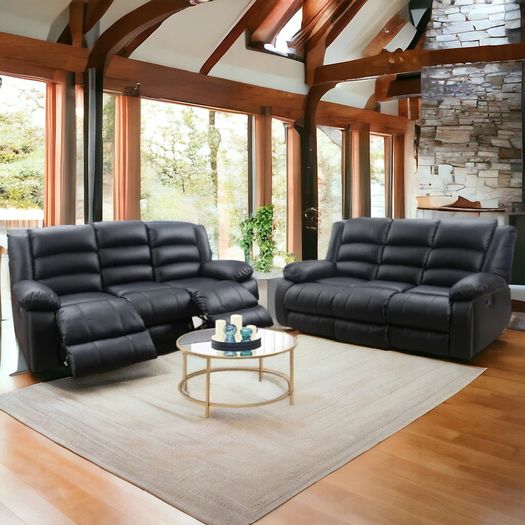 3 Seater leather Recliner Sofa Black, brand new!