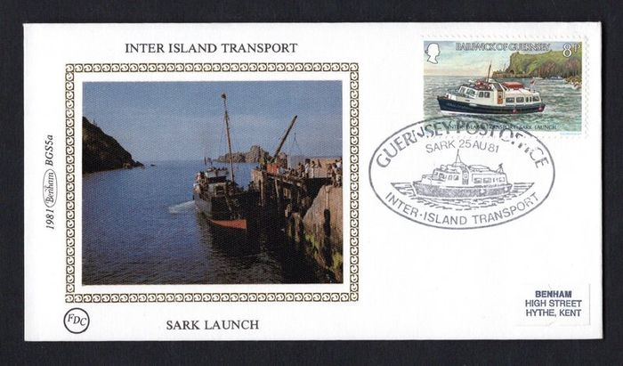 1981 Guernsey Benham Silke Cover showing Inter Island Transport Sark Launch tying 8p Sark Launch Commemorative stamp