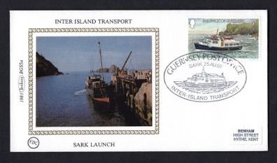 1981 Guernsey Benham Silke Cover showing Inter Island Transport Sark Launch tying 8p Sark Launch Commemorative stamp