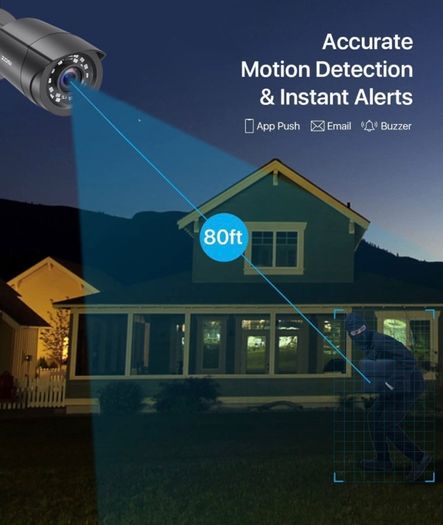 8 Channel Outdoor CCTV Camera System, 5MP Lite H.265+ DVR with 1TB Hard Drive and 4pcs 1080P Weatherproof Security Camera, Plug and Play, Motion Detection, Remote Access,Easy DIY (FREE POSTAGE)