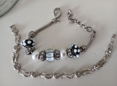 2 Silvertone Bracelets