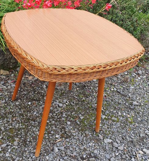 Very Rare Mid Century Wicker Table