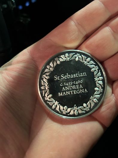 2.3oz St. Sebastian Silver 100 Greatest Masterpieces 50mm Art Round Medal Silver Sterling 925