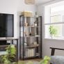Bookcase, 4 Tier Storage Shelf, for Living Room, Office, Easy Assembly, Industrial Style, Chipboard and Steel, Greige and Black Image 3