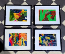 Vintage set of four John Hanwick abstract paintings