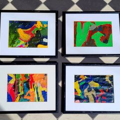 Vintage set of four John Hanwick abstract paintings