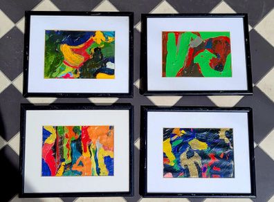 Vintage set of four John Hanwick abstract paintings