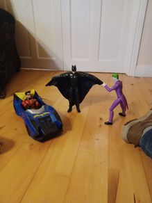 Batman Movie Batmant with popout wings including Robin  and Joker figures and Batmobile