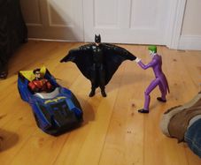Batman Movie Batmant with popout wings including Robin  and Joker figures and Batmobile