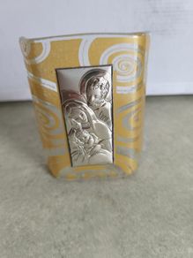 Holly Glass plaque of Holy family & pope - Gem