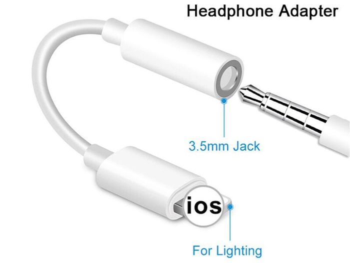 Lightning to 3.5mm Headphone Jack Adapter 10cm White