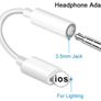 Lightning to 3.5mm Headphone Jack Adapter 10cm White Image 2