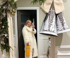 cream fur coat