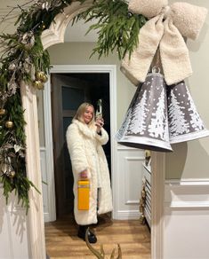 cream fur coat