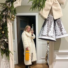 cream fur coat