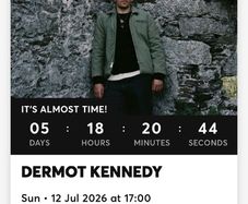 2 Dermot Kennedy seated tickets Sunday 12th July