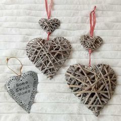 Rustic Shabby-Chic Hanging Heart Decoration Bundle (Set of 3)