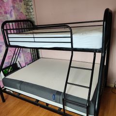 Triple bunk bunk bed with double in bottom and single on top