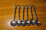 Set of Six Large Hammered Knot Stainless Steel Tea Spoons