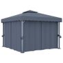 Gazebo with Curtain and String Lights 3x3 m Anthracite Image 2