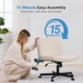 Criss Cross Wide Leg Office Chair with Casters, Comfortable Fabric Dressing Table Chair for Home Office, Armless Swivel Work Chair with 90 Tilt Image 6