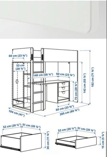 Ikea Smastad Loft Bed with Desk and Cupboard