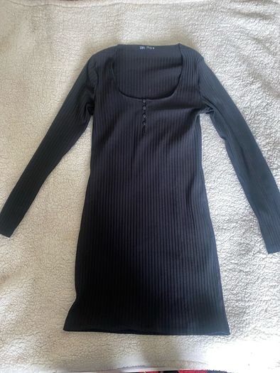 Zara black ribbed dress L
