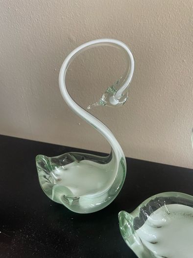 Beautiful Pair of Handblown Glass Swans