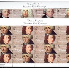 2009 Ireland Classic Composers Commemorative Stamp Sheetlet Plate 1B1B1B1B Stamp Sheetlets Mint Never Hinged (MNH)