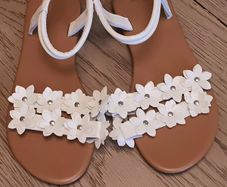 White Flat Sandals with elastic ankle straps