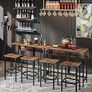 Breakfast Bar Table with 2 Bar Stools, 100 cm Folding Dining Table with 2 Stools, Dining Table Set, Industrial Steel Frame, for Restaurant, Living Room, Pub, Rustic Brown and Black Image 2