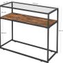 Console Table, Entrance Console, Tempered Glass Top, Robust Steel Frame, Easy Assembly, for Living Room Hallway, Industrial Style, Rustic Brown and Black LNT10BX Image 3