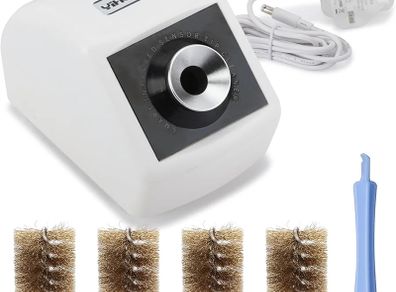 200C Motorized Soldering Iron Tips Cleaner with Infra-red Sensor, 4 Brass Wool Brushes, 12V Power Adapter, and Pry Bar - Compact Soldering Iron Tips Brass Cleaner(UK Plug)