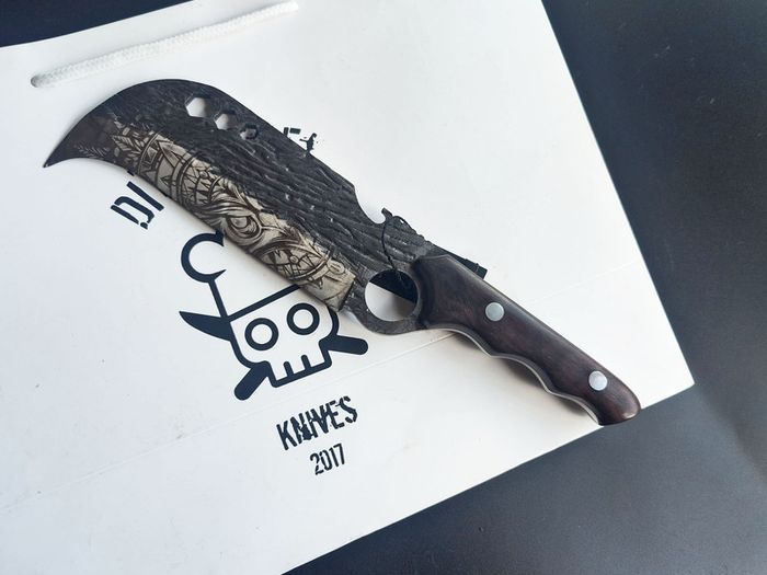 Forged Butcher Knife with Owl Engraving  Wisdom, Strength & Precision