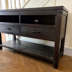 Dark Wood Console / TV Unit, Solid & Stylish