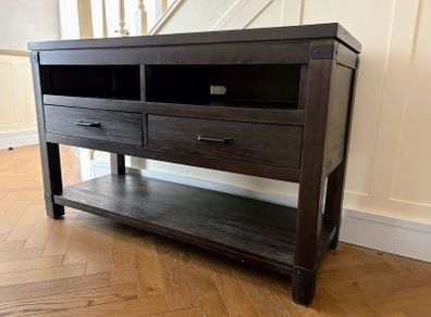 Dark Wood Console / TV Unit, Solid & Stylish