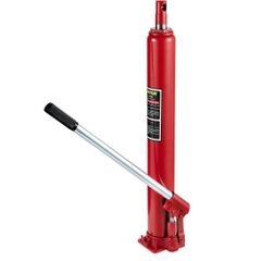 Hydraulic Long Ram Jack, 4 Tons/8818 lbs Capacity, with Single Piston Pump and Flat Base, Manual Cherry Picker with Handle