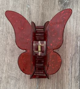 Translucent Speckled Red Long Butterfly Claw Clip