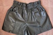 Black leather shorts, size 10