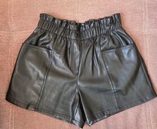 Black leather shorts, size 10