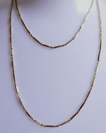 Antique Solid 18K Yellow Gold Bar-Link Chain Necklace length 23" - 5,6g