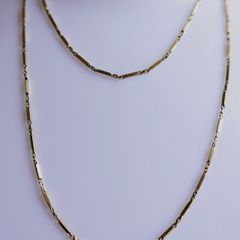 Antique Solid 18K Yellow Gold Bar-Link Chain Necklace length 23" - 5,6g