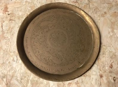 Vintage Engraved Brass Plate / Decorative Brass Tray