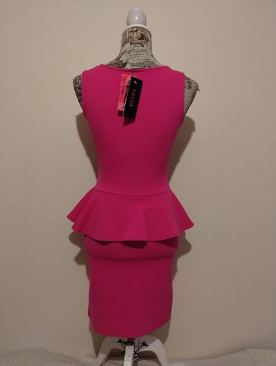 Evita Pink Peplum Dress, New With Tags