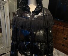 Pinko Donato shine fringed jacket in black, IT 44