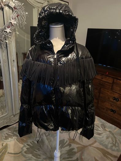 Pinko Donato shine fringed jacket in black, IT 44