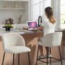 Set of 2 Bar Stools with Backrest and Footrest Padded Steel Legs Beige Image 4
