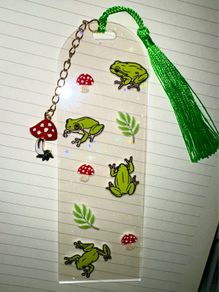 Handmade Frog and Mushroom Bookmark