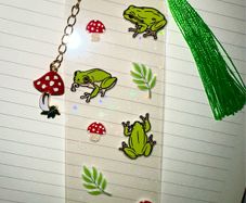 Handmade Frog and Mushroom Bookmark