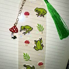 Handmade Frog and Mushroom Bookmark